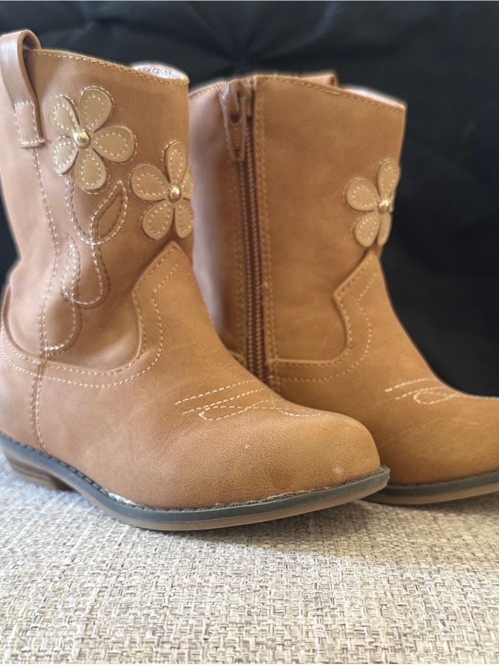Source Unknown Tan Floral Kids Western Boots